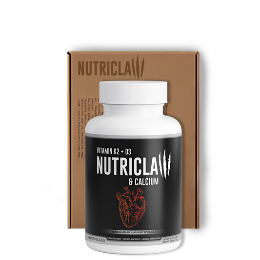 NutriClaw Bone & Heart Boost Calcium K2 D3 Supplement for Strong Bones, Cardiovascular Health, and Joint Support