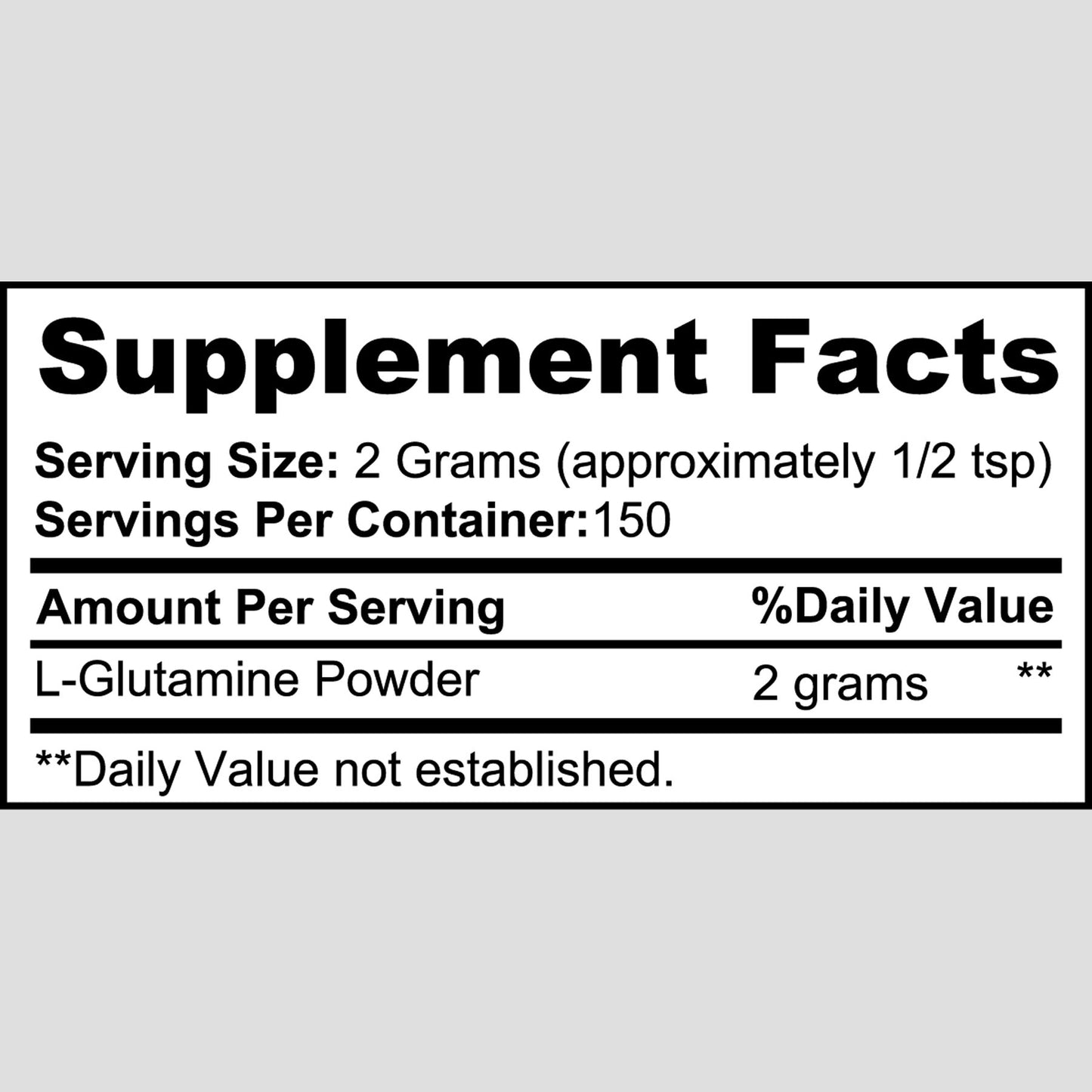 NutriClaw l glutamine supplement facts label dosage and serving size information
