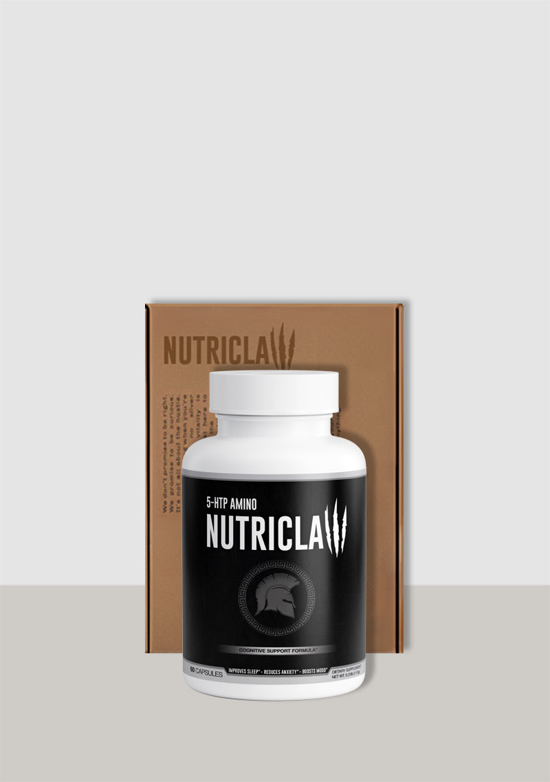 NutriClaw 5-HTP supplement with calcium and Griffonia simplicifolia seed extract, designed to support mood, relaxation, and sleep quality
