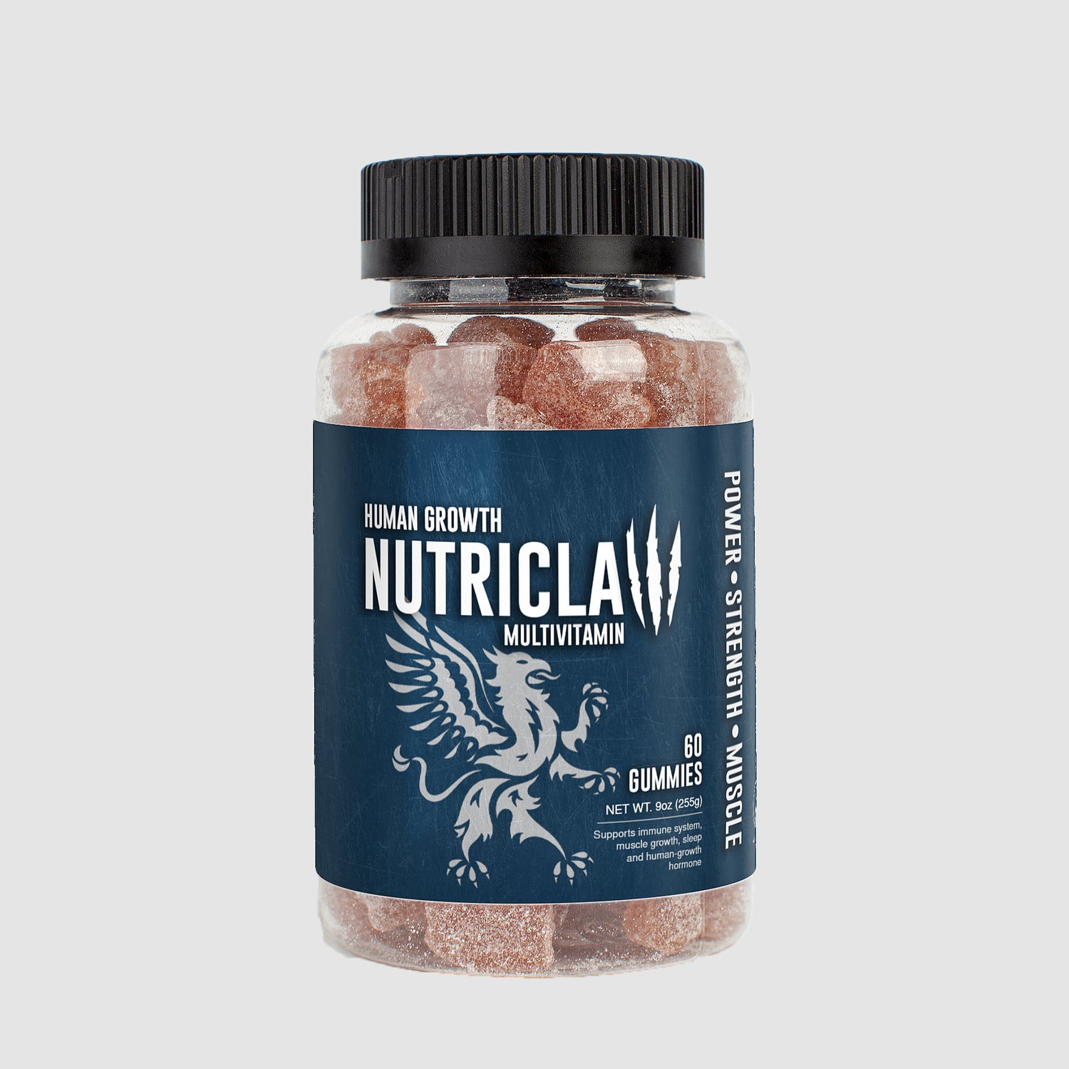 NutriClaw HG Multivitamin supplement bottle – premium blend of essential vitamins and minerals designed to support human growth, boost energy, and enhance immune function for an active lifestyle.